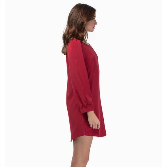 Tobi Red Shift Dress w Puff Sleeves (S) - NWOT - Picture 5 of 7